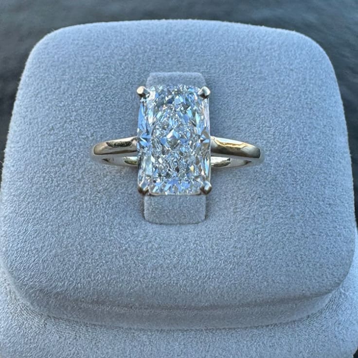 elongated radiant cut diamond ring