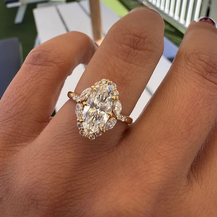 Marquise on a unique gold band