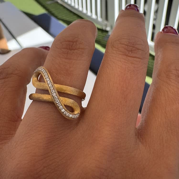 Yellow gold and diamond band