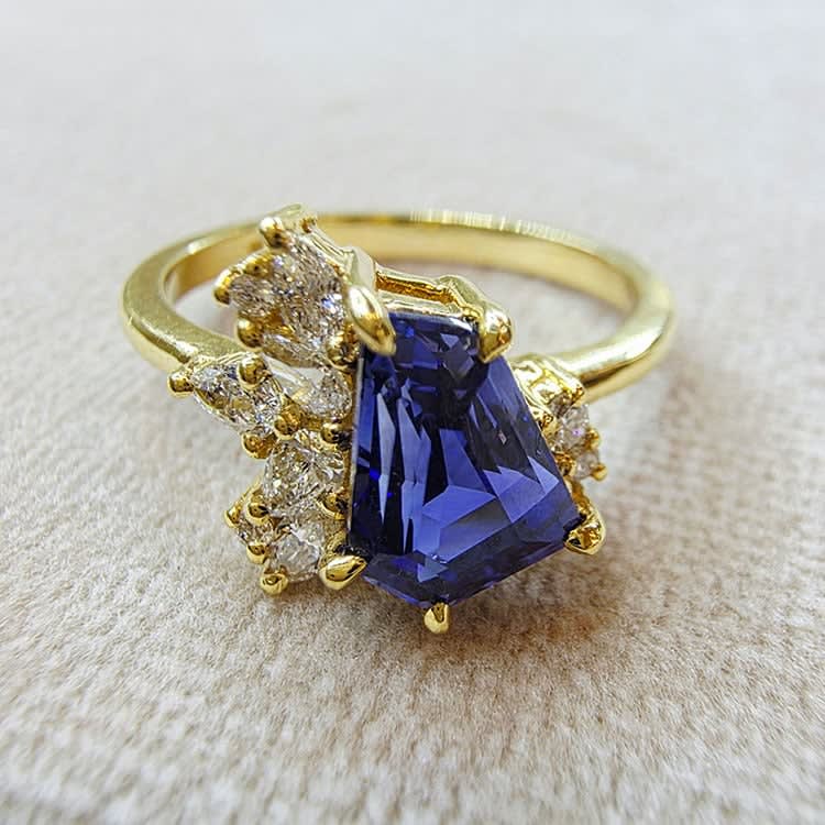 unique lab sapphire and diamond ring
