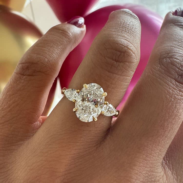 Oval lab diamond with pear sides