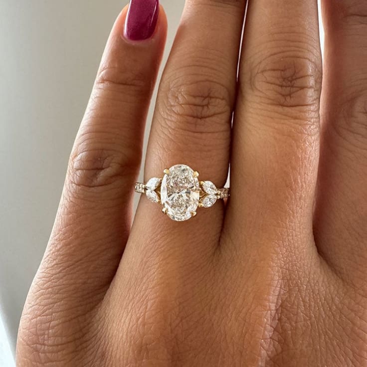 2 carat oval with marquise on the side