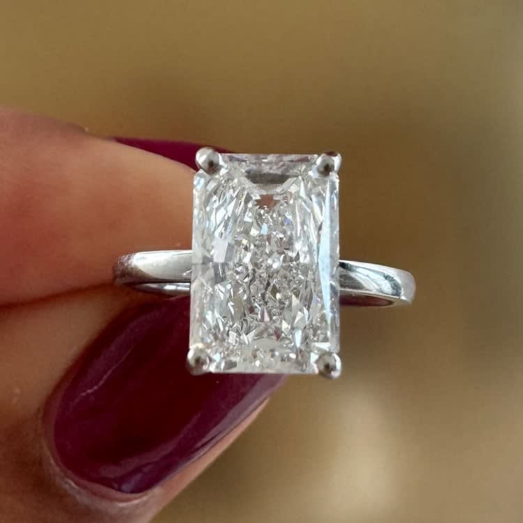 3 carat radiant on a plan band