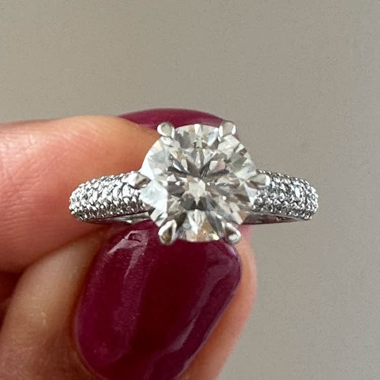 Pave set band with round diamond
