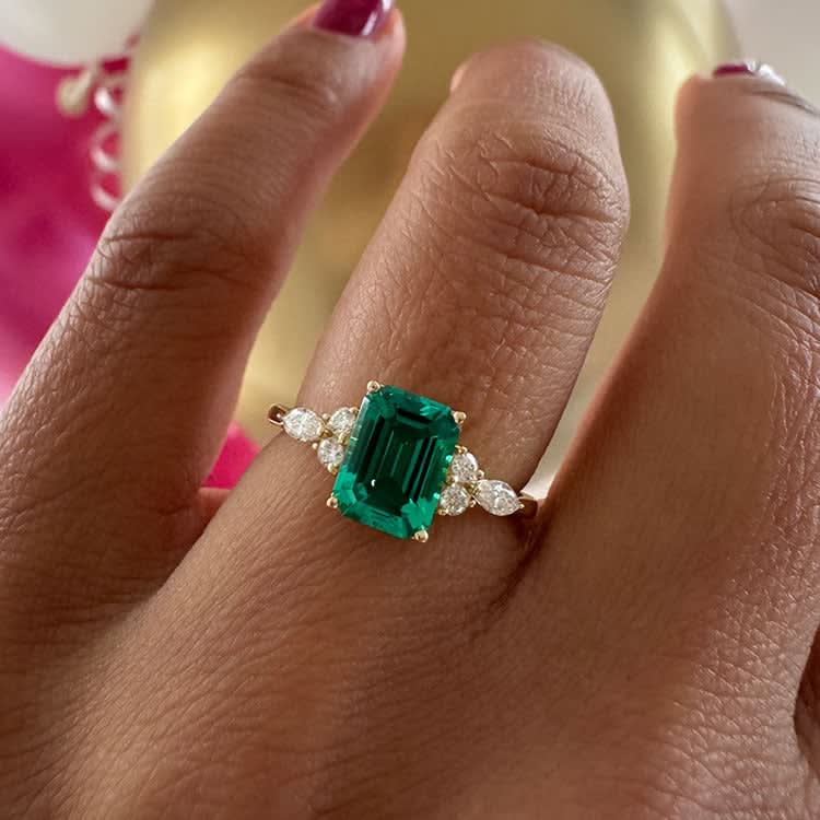 Green lab emerald and diamond