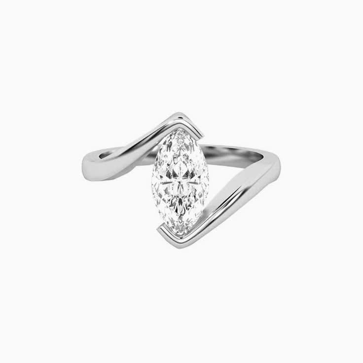 Marquise Diamond Engagement Ring with plain band
