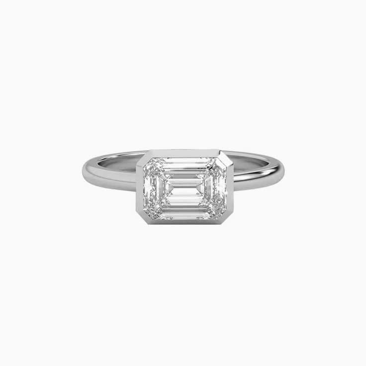 Bezel Set East West Emerald Diamond Ring