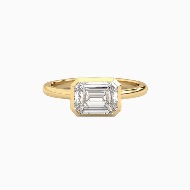 Bezel Set East West Emerald Diamond Ring