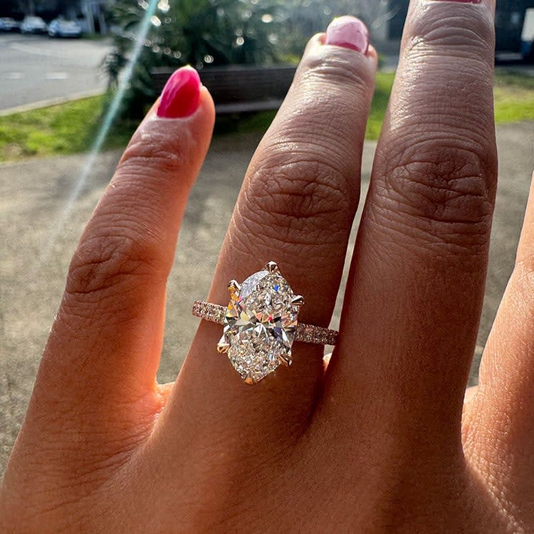 3 carat D VVS1 oval on a tulip setting