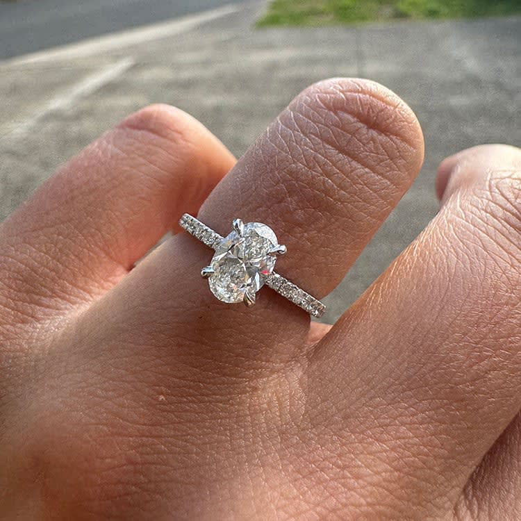 Platinum engagement ring set with oval