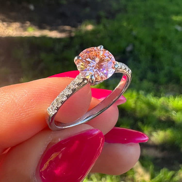 Fancy intense pink lab diamond ring