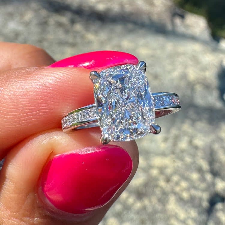 Cushion cut on channel set band