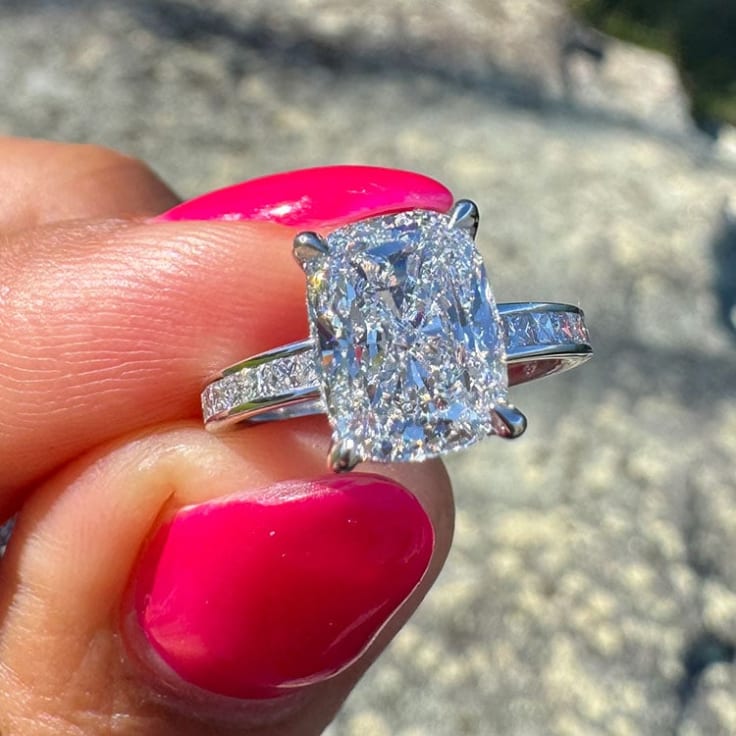Cushion cut on channel set band