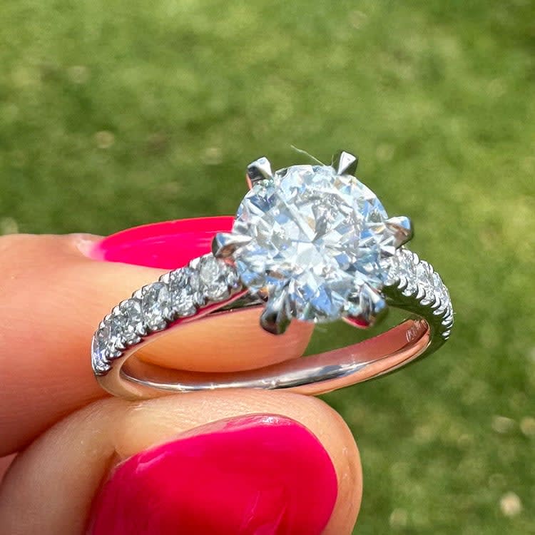 Round diamond on a platinum setting