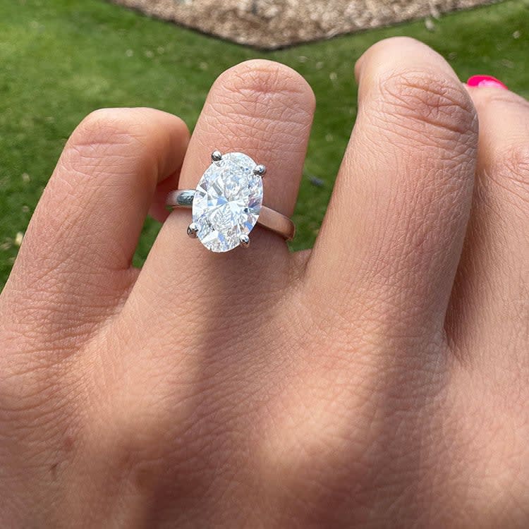 Lab grown oval set in 18k white gold