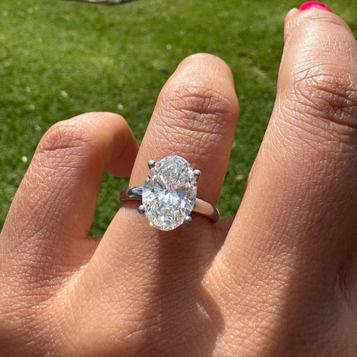 Oval lab diamond in white gold setting