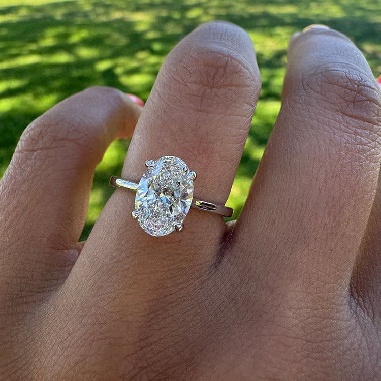 2 carat D VVS2 oval diamond with hidden halo