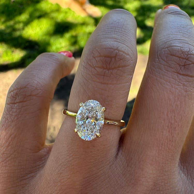Lab oval with 2ct and hidden halo