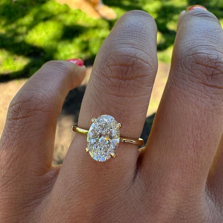 Lab oval with 2ct and hidden halo