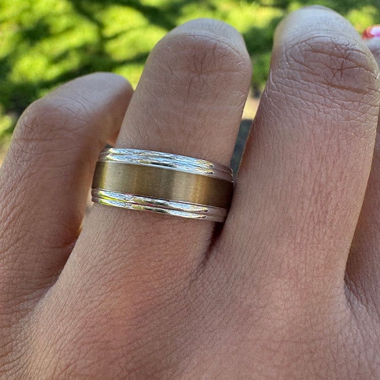 8mm two tone mens wedding ring