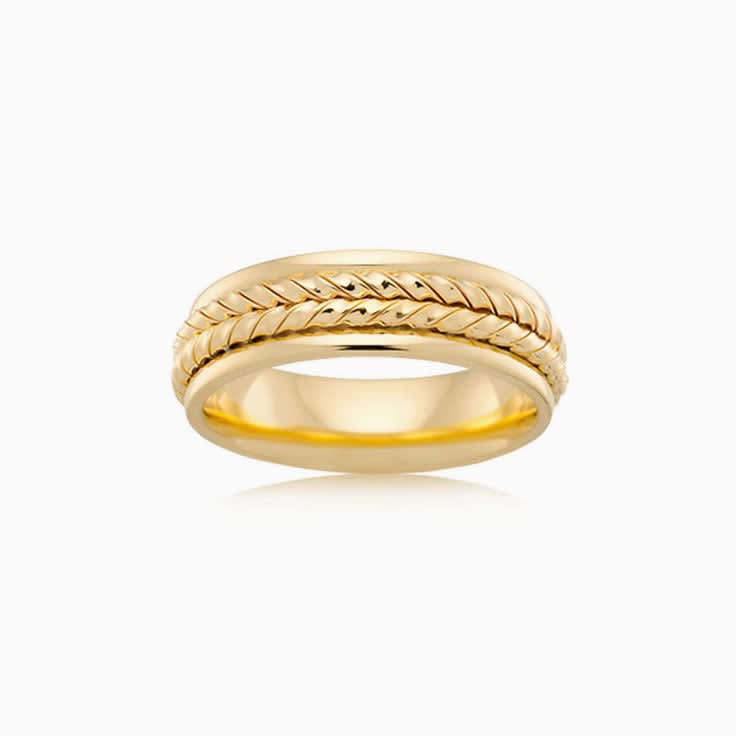 5mm mens pattern ring in 9k yellow