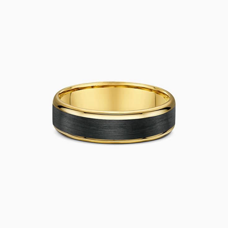 6mm mens ring with carbon and 18k