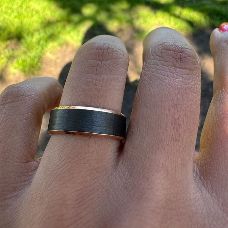 7mm bevel edge carbon with 9k rosegold