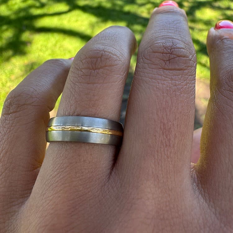 7mm titanium with 18k yellow