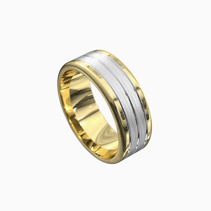 7mm ring with grooves in two tone