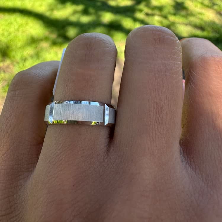 7mm mens silver ring