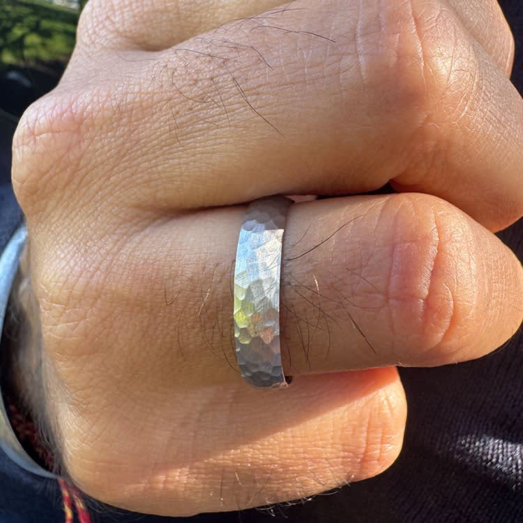 5mm silver ring with hammer finish