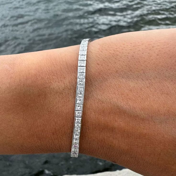 Lab princess cut channel set tennis bracelet