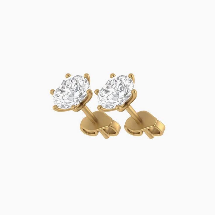 Lab diamond studs in 6prong with low setting