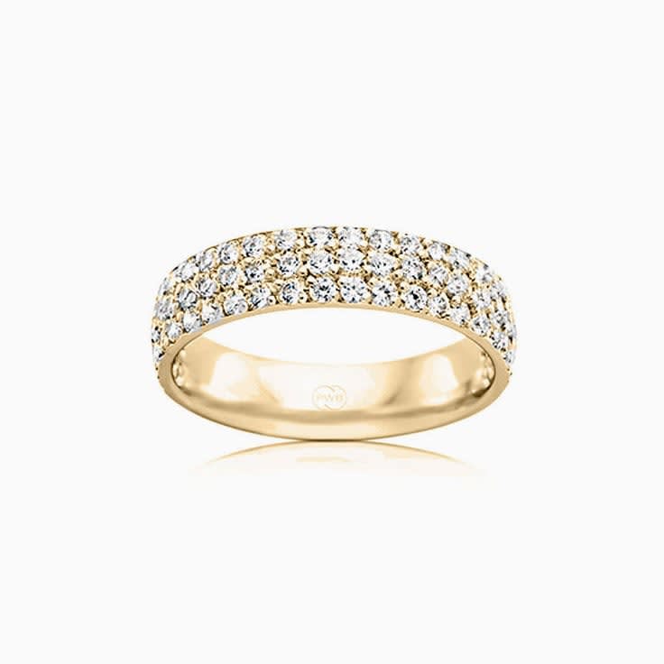 Three row diamond band HR4103 in yellow gold