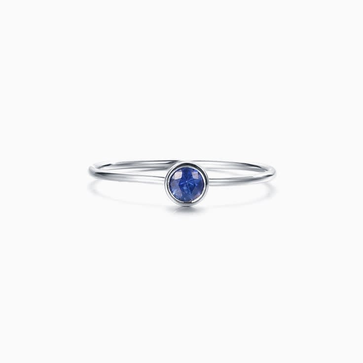 Blue Saphhire Stack Ring in white gold