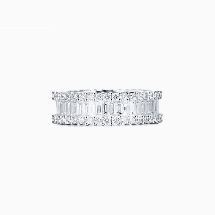 Baguette and Round Eternity Ring in Platinum 950