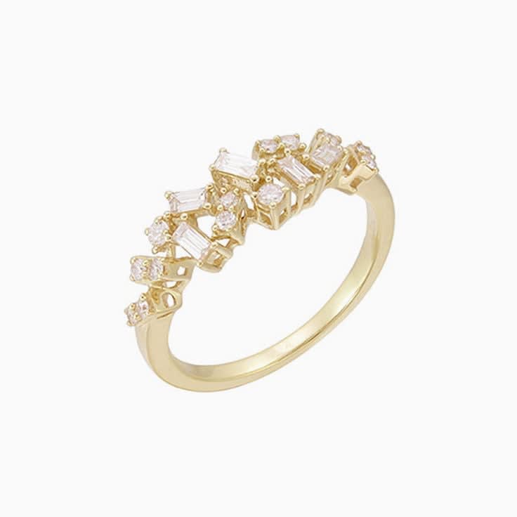 Multi Shape stakable Ring in yellow gold