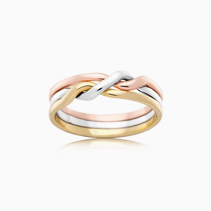 Three Tone Twisted Ladies Band 9k