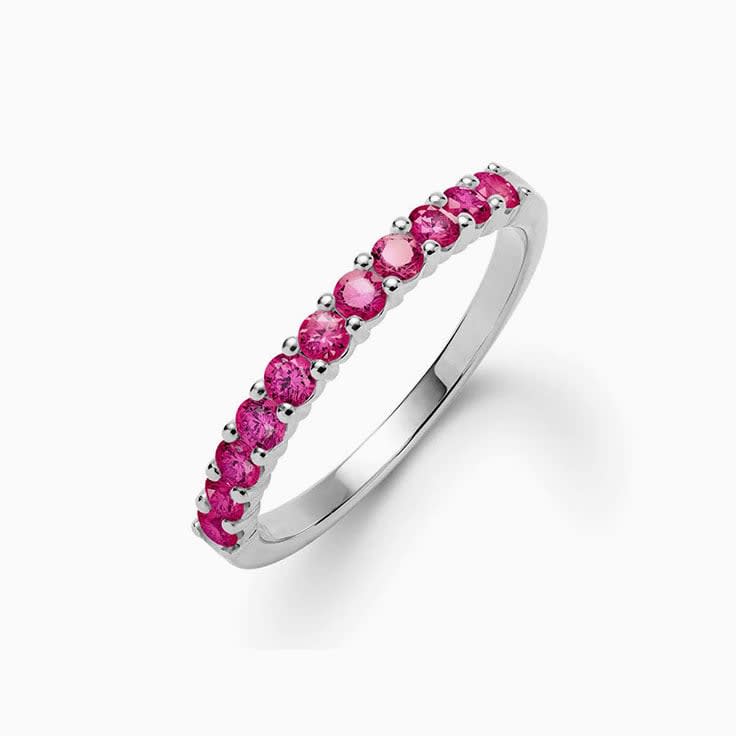 Half Eternity Ruby Stackable Ring in white gold
