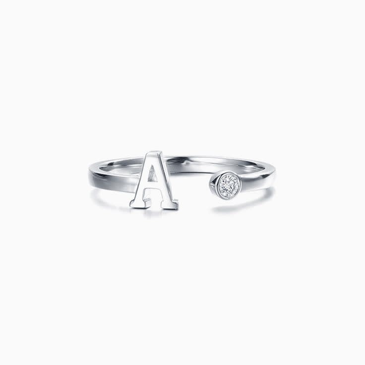 Initial Cuff Ring in white gold