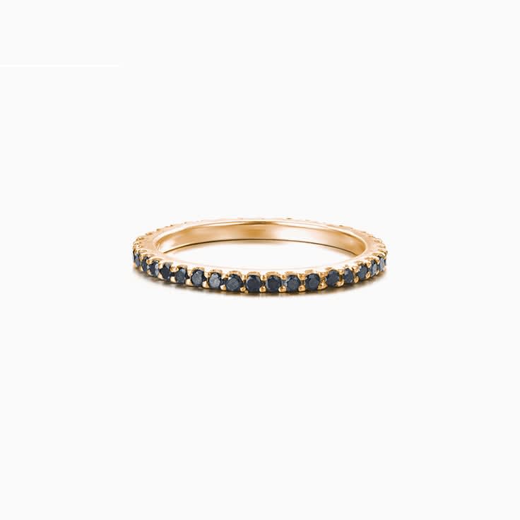 Black Diamond Ring in yellow gold