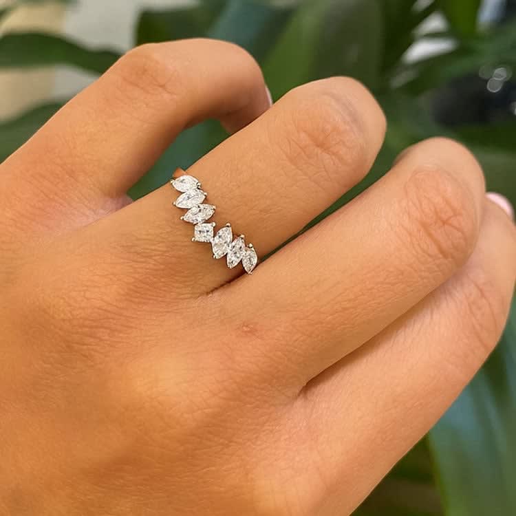 Marquise Tiara Ring in white gold