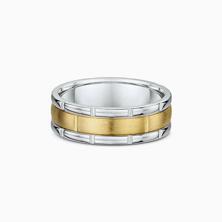 Brushed Mens Wedding Ring in yellow gold