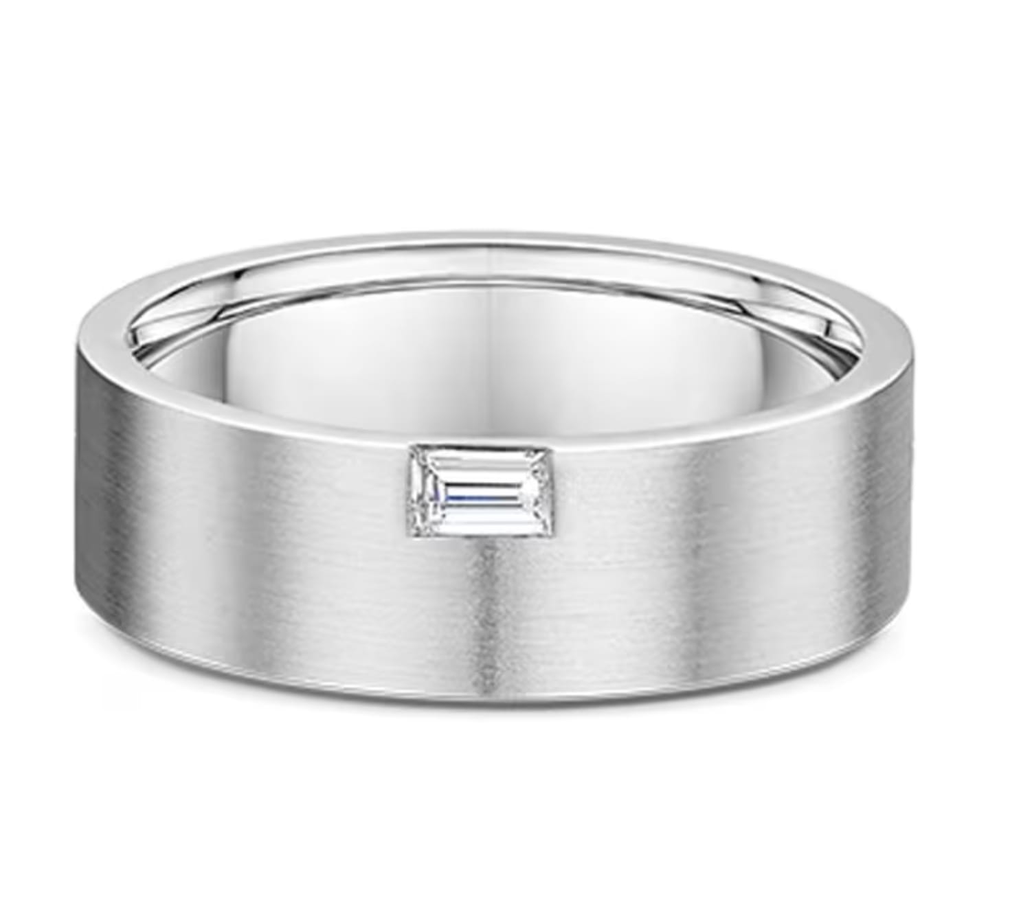 Baguette diamond cut mens solid wedding ring