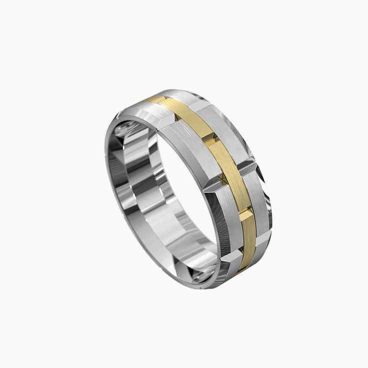 7mm Wedding Band Melbourne in White and yellow gold