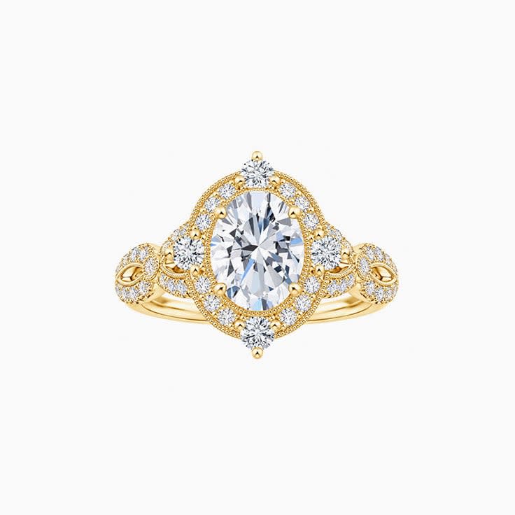 Vintage style oval cut engagement ring