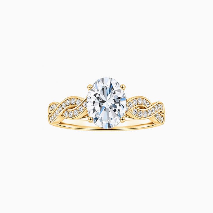 Oval ring on a diamond twisted band