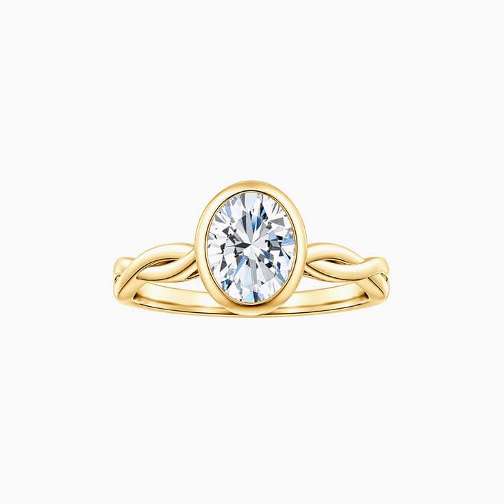 Twisted band with bezel setting oval