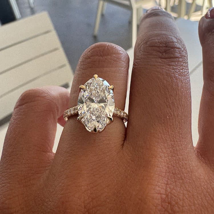 5 carat oval diamond on a tulip setting