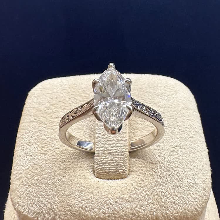 2ct marquise on a white gold vintage band